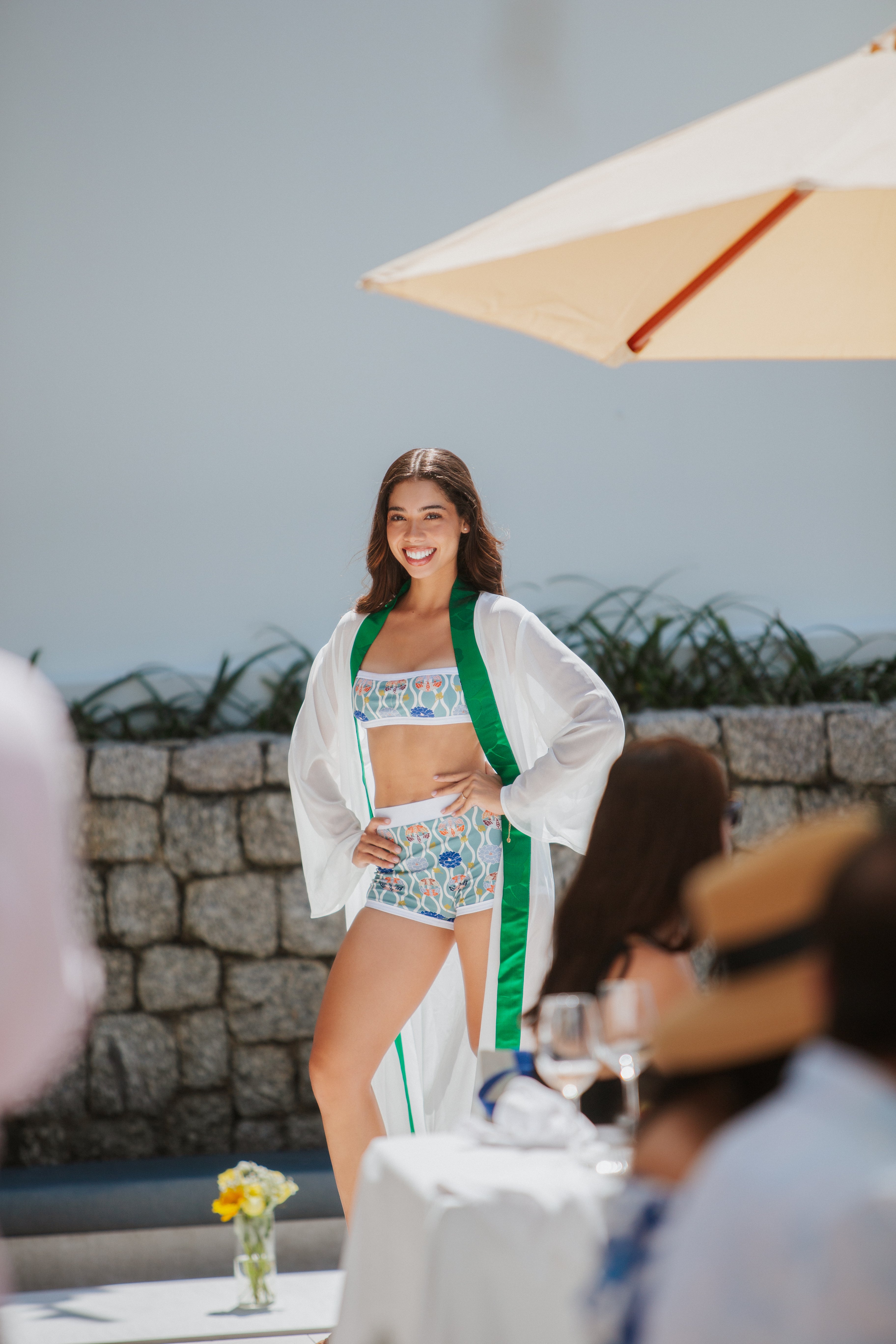 White Kimono with Dark Green Obi