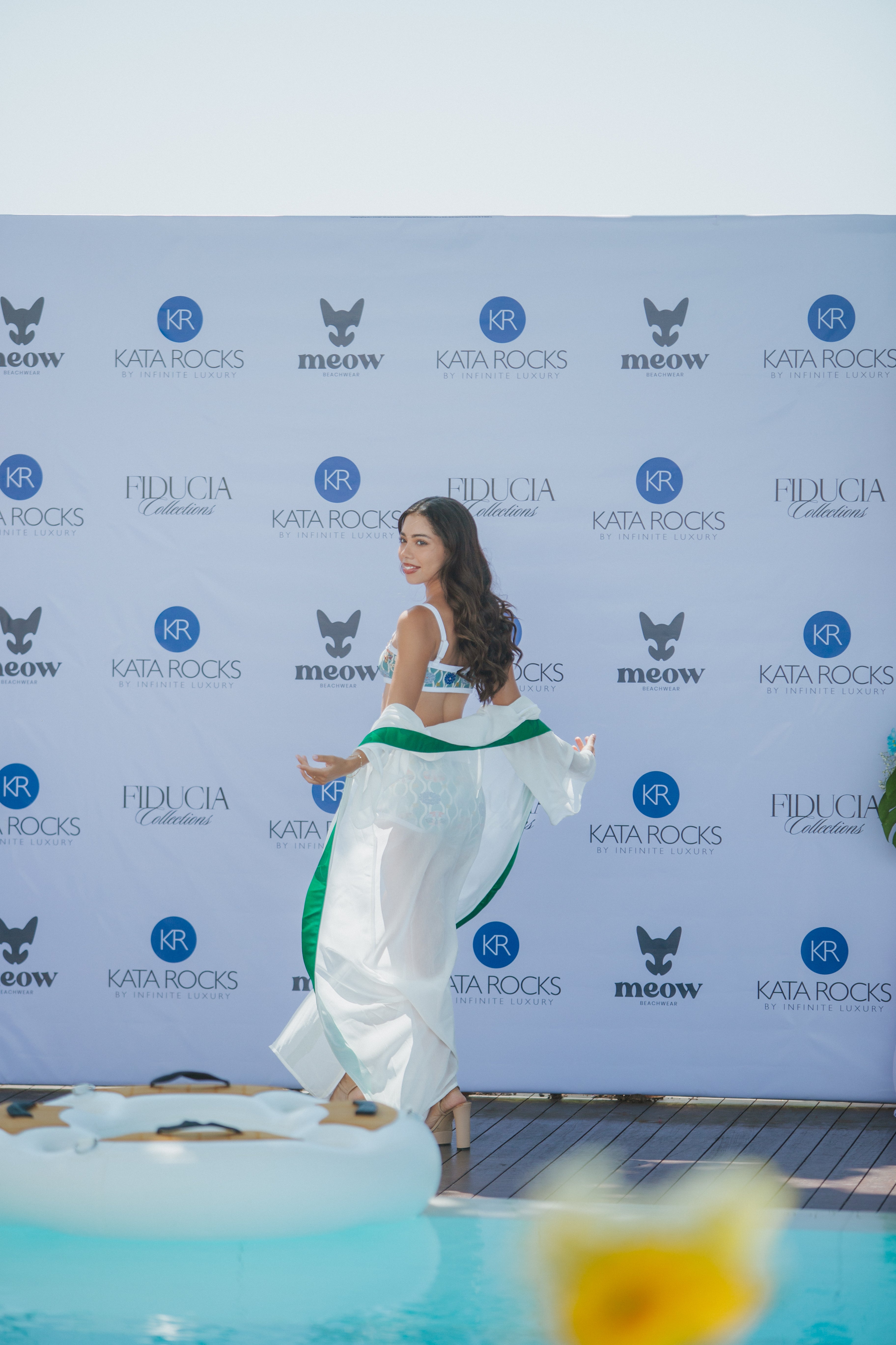 White Kimono with Dark Green Obi